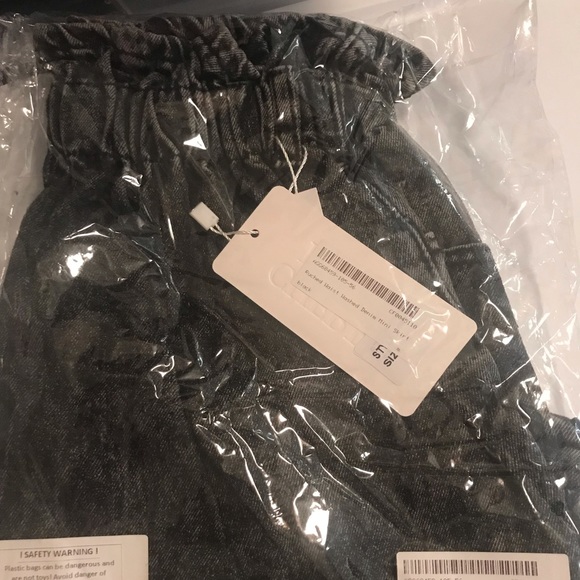 NWT Paperbag Waist Black Acid Wash Denim Skirt - Picture 5 of 5